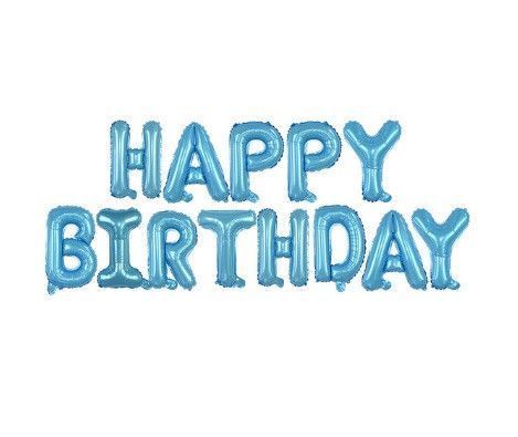 Шарики Happy birthday фольгированные 16 дюймов голубой 30456/8 фото