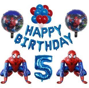 Кульки Спайдермен Happy birthday та кулька цифра 5 one size різнобарвний 20920/5 фото