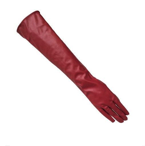 Высокие перчатки женские из экокожи красный 79230 фото