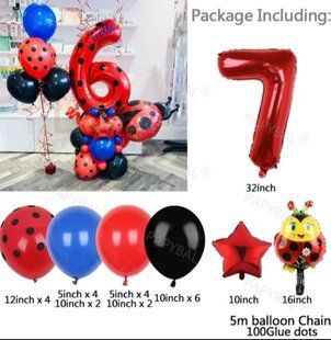 Кульки Леді Баг та кулька цифра 7 25 штук one size різнобарвний 90540/7 фото