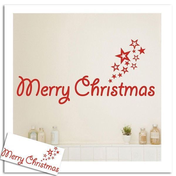 Новогодние наклейки на окна Merry Christmas 57 на 27 см красный 60830063 фото