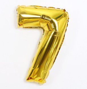 Шарик цифра 7 фольгированная 16 дюймов золотистый 9813/7 фото