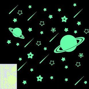 Светящаяся наклейка "Космос", салатовая - размер 15*10см, салатовая, (набирает свет и светится в темноте) N301 фото
