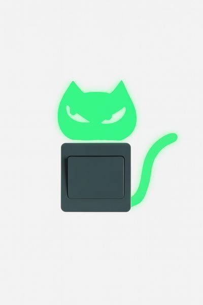 Фосфорная наклейка Кот 12 на 12 см салатовый N265 фото