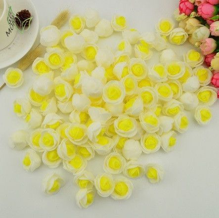 Головки квітів для рукоділля 50 штук 3 см біло-жовтий 35567/6 фото