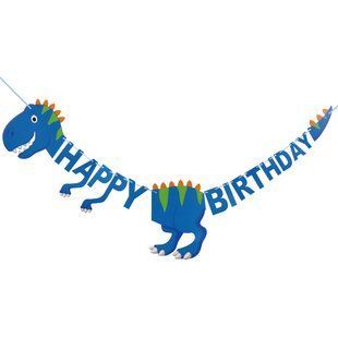 Гирлянда динозавр Happy Birthday универсальный синий 38216 фото