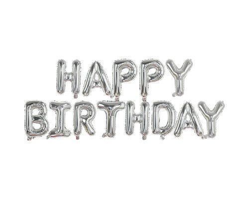 Кульки Happy birthday фольговані 16 дюймів сріблястий 30456/2 фото