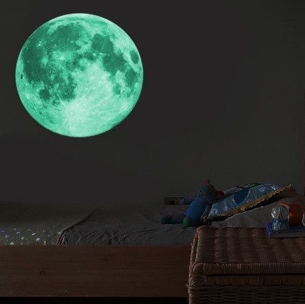 Люминесцентная наклейка луна - диаметр 20см, (впитывает свет и светится в темноте) N293 фото