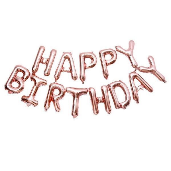 Шарики Happy birthday фольгированные 16 дюймов розовое золото 30456/4 фото