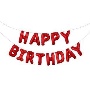 Шарики Happy birthday фольгированные 16 дюймов красный 30456/6 фото
